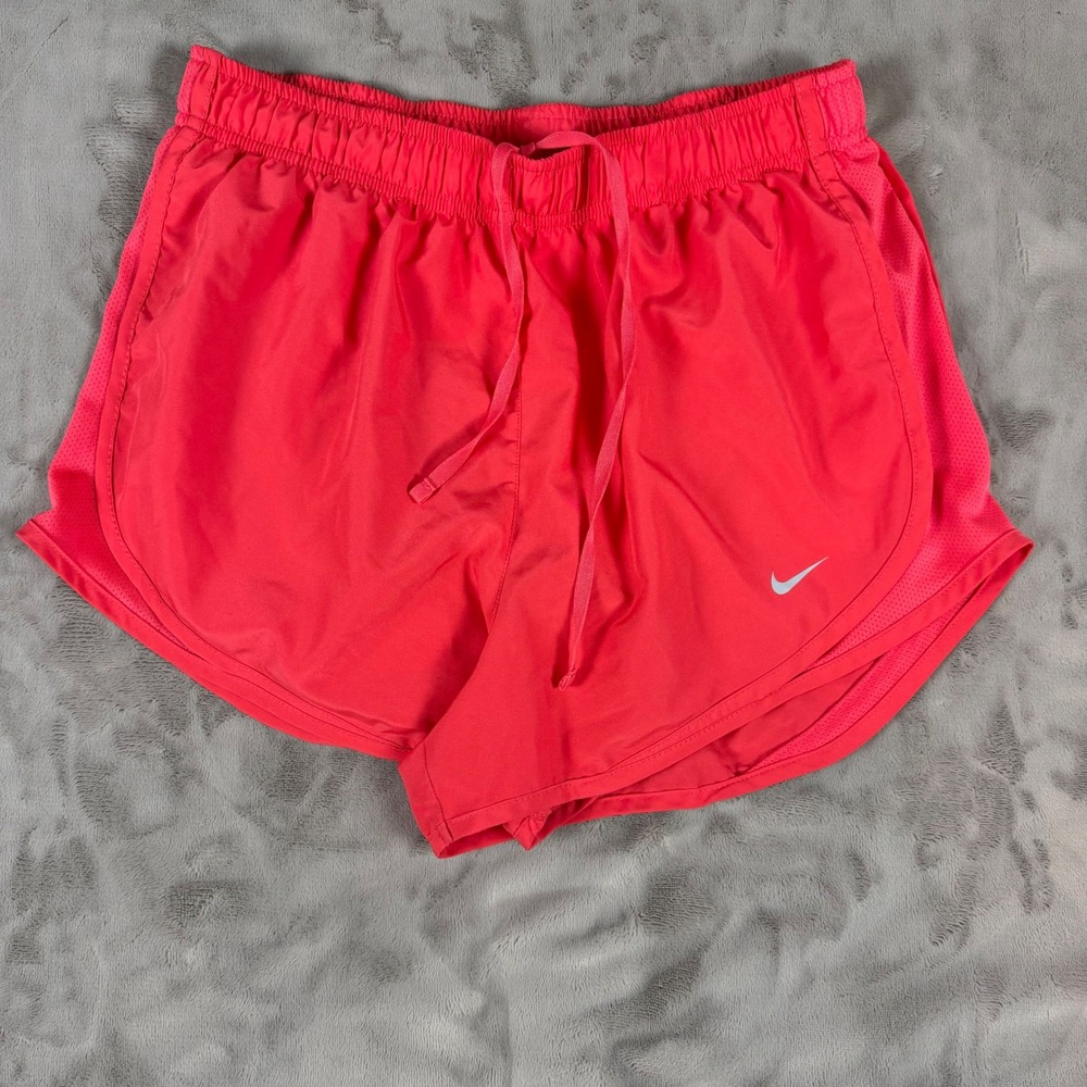 Nike Dri-FIT Tempo Women Running Shorts Coral Pink Medium Mesh Athletic Workout